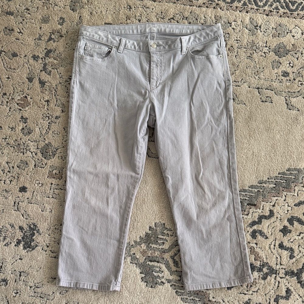 Michael Kors Women's Grey Nickel Crop Denim Jeans Plus Size 14